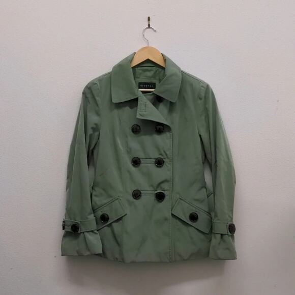 Braetan green button down trench coat size Small - Picture 2 of 5
